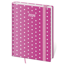 Diář denní B6 2026 Vario - Pink s gumičkou