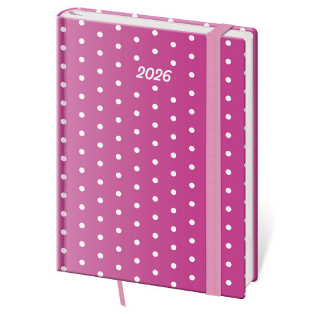 Diář denní B6 2026 Vario - Pink s gumičkou