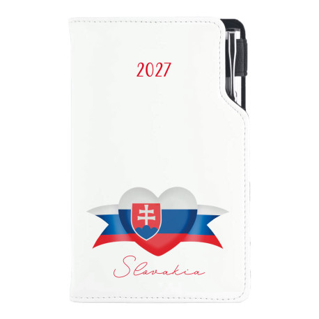 Diář DESIGN týdenní kapesní 2027 český - bílá - Slovensko - vlajka