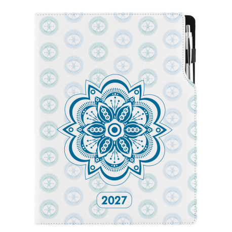 Diář DESIGN denní A4 2027 - Mandala modrá