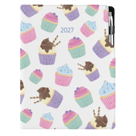 Diář DESIGN denní A4 2027 - Cupcake