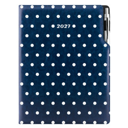 Diář DESIGN denní A4 2027 - modrá - Puntíky