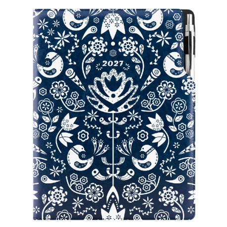 Diář DESIGN denní A4 2027 - modrá - Folk