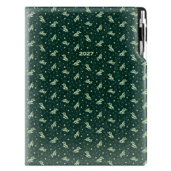 Diář DESIGN denní A4 2027 - zelená - Větvičky