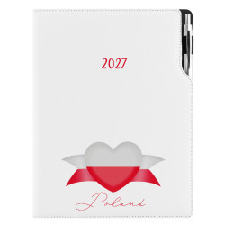 Diář DESIGN denní A4 2027 - bílá - Polsko - vlajka