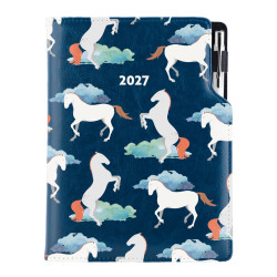 Diář DESIGN denní B6 2027 - modrá - Koně