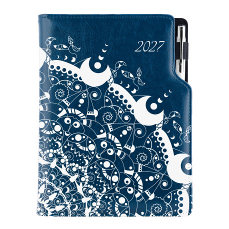 Diář DESIGN denní B6 2027 - modrá - Ornament