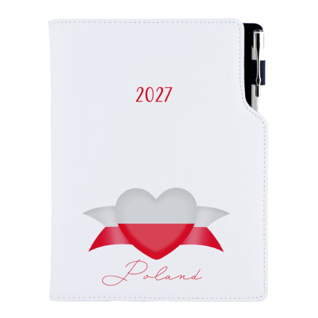 Diář DESIGN denní B6 2027 - bílá - Polsko - vlajka