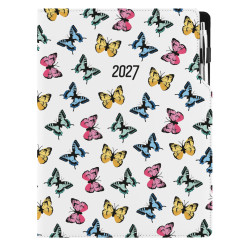 Diář DESIGN týdenní A4 2027 - Motýli barevní