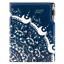 Diář DESIGN týdenní A4 2027 - modrá - Ornament