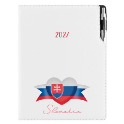 Diář DESIGN tydenní A4 2027 - bílá - Slovensko - vlajka