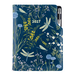 Diář DESIGN týdenní B6 2027 - modrá - Vážky