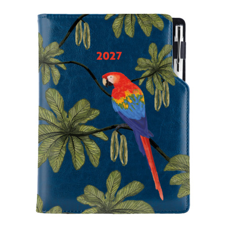 Diář DESIGN týdenní B6 2027 - modrá - Papoušek