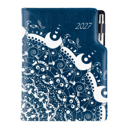 Diář DESIGN týdenní B5 2027 - modrá - Ornament