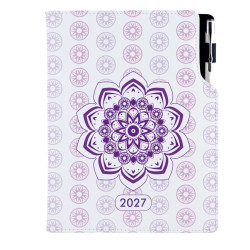 Diář DESIGN týdenní speciál A5 2027 - Mandala fialová