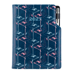Diář DESIGN týdenní speciál A5 2027 - modrá - Flamingo