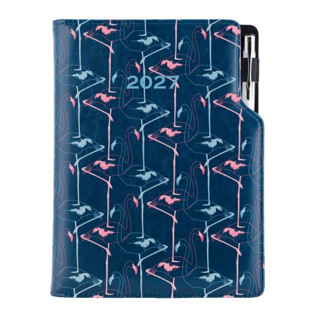 Diář DESIGN týdenní speciál A5 2027 - modrá - Flamingo