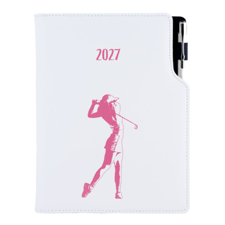 Diář DESIGN denní A5 2027 český - bílá - Golf žena