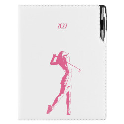 Diář DESIGN denní A4 2027 český - bílá - Golf žena