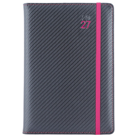 Diář ELASTIC týdenní A5 2027 český - grafit/magenta gumička