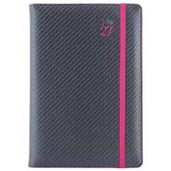 Diář ELASTIC týdenní B6 2027 - grafit/magenta gumička
