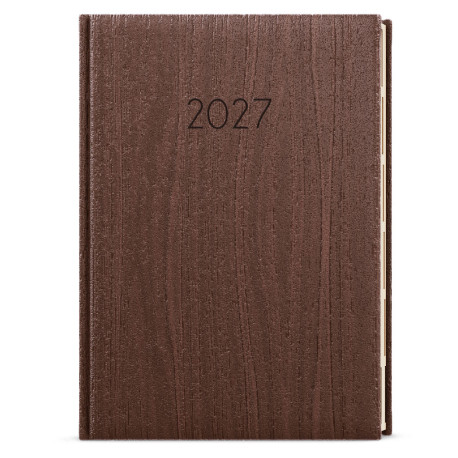 Denní diář 2027 Ctirad s výsekem Wood A5 - hnědá