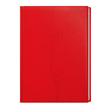 Denní diář 2027 David Vivella s ražbou A5 - červená - Srdce