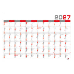 Nástěnný roční kalendář 2027 B1 - červená