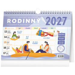 Nástěnný i stolní kalendář 2027 Týdenní rodinný plánovací s háčkem 