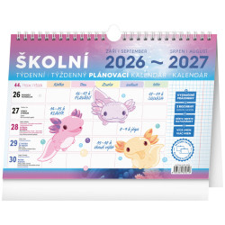 Nástěnný i stolní kalendář 2027 Školní plánovací s háčkem 