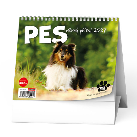 Stolní kalendář 2027 IDEÁL - Pes - věrný přítel /s psími jmény/