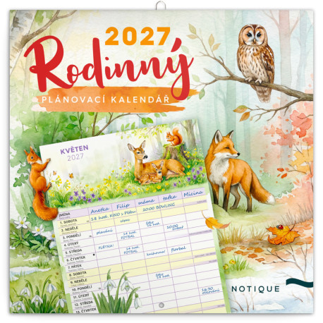 Nástěnný kalendář 2027 Rodinný plánovací Zvířátka