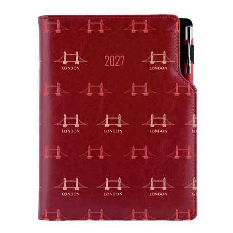 Diář DESIGN denní A5 2027 český - bordó - Londýn