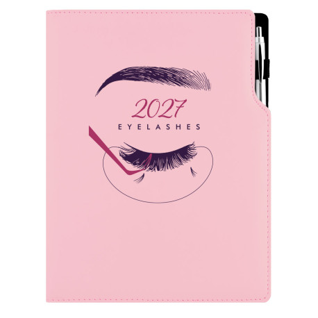 Diář DESIGN denní A4 2027 - světle růžová - Kosmetický Eyelashes