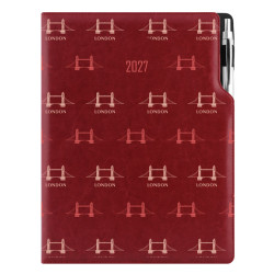 Diář DESIGN denní A4 2027 - bordó - Londýn