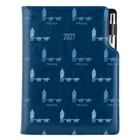 Diář DESIGN denní A4 2027 - modrá - Praha