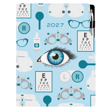 Diář DESIGN denní A4 2027 - světle modrá - Oční