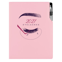 Diář DESIGN týdenní A4 2027 - světle růžová - Kosmetický Eyelashes