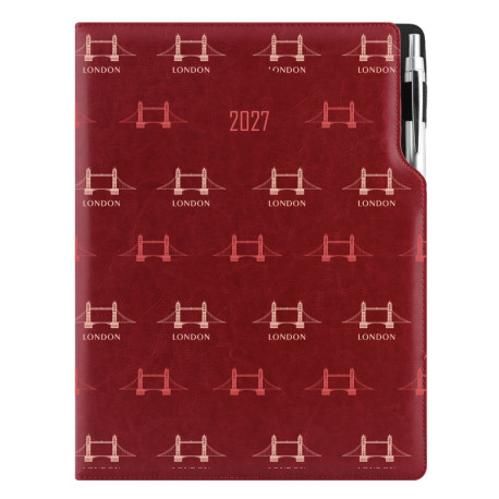 Diář DESIGN týdenní A4 2027 - bordó - Londýn