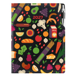 Diář DESIGN týdenní A4 2027 - černá - Food
