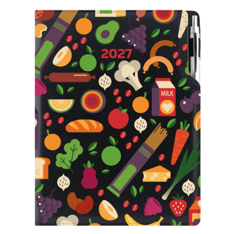Diář DESIGN týdenní A4 2027 - černá - Food