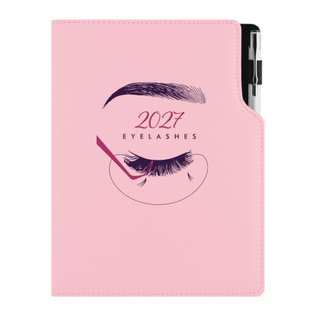 Diář DESIGN týdenní B6 2027 - světle růžová - Kosmetický Eyelashes