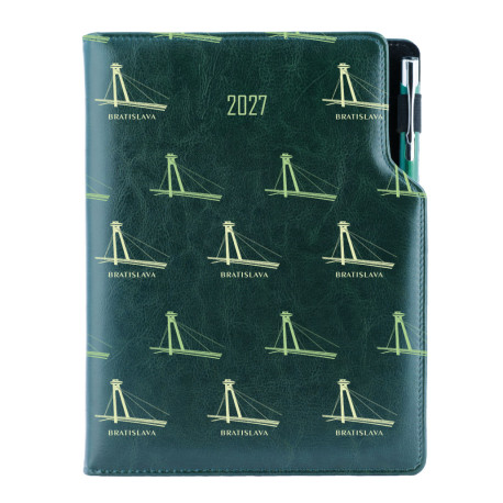 Diář DESIGN týdenní B6 2027 - zelená - Bratislava