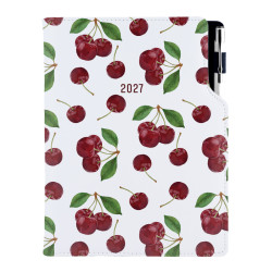 Diář DESIGN týdenní B5 2027 - bílá - Cherry