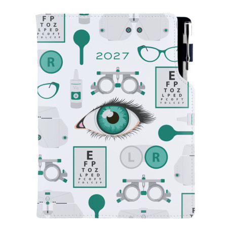 Diář DESIGN týdenní speciál A5 2027 - bílá - Oční