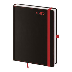 Týdenní diář B6 2027 Black Red 