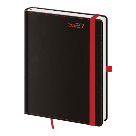 Týdenní diář B6 2027 Black Red 