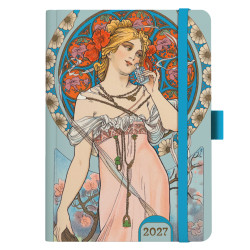 Týdenní diář 2027 Alfons Mucha A5 - Modrý