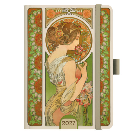 Týdenní diář 2027 Alfons Mucha A5 - Zelený