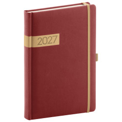 Denní diář 2027 A5 Twill - bordó-zlatá